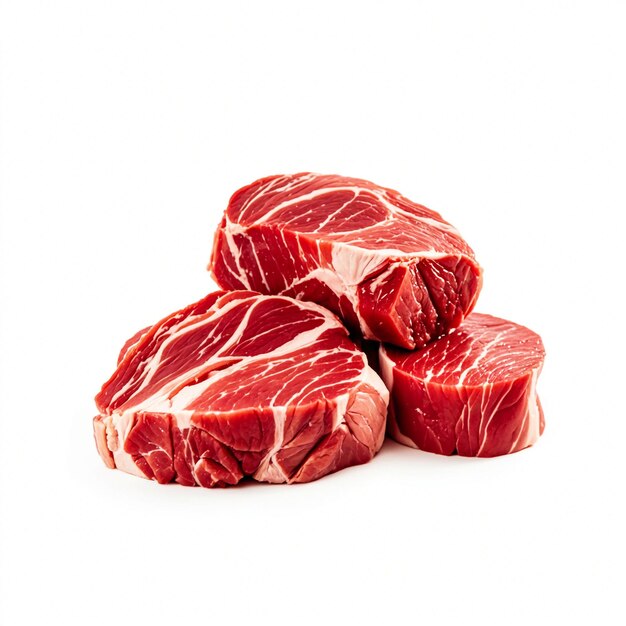 a group of different types of meats on a white background