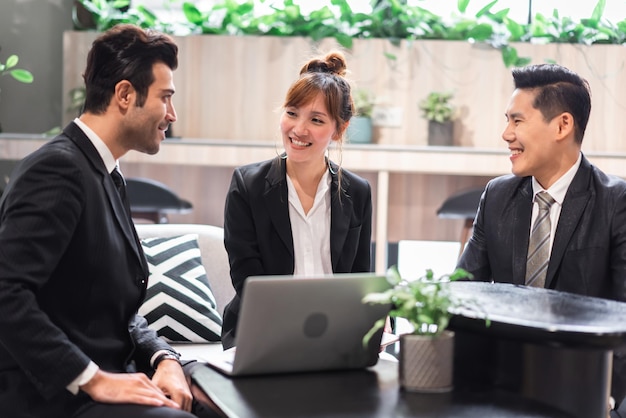 Group of Diverse Business People Successful Teamwork Working Together with Laptop Computer at Office