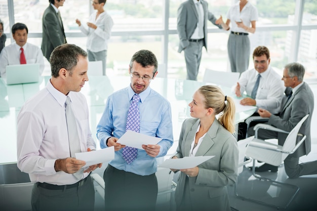 Group of diverse business people talking in a meeting room