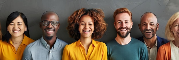 Photo a group of diverse individuals smiling and looking at the camera symbolizing inclusion unity