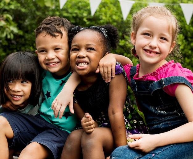 Group of Diverse Kids Sitting Together