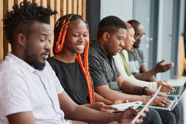 Group of diverse people are waiting for a job interview