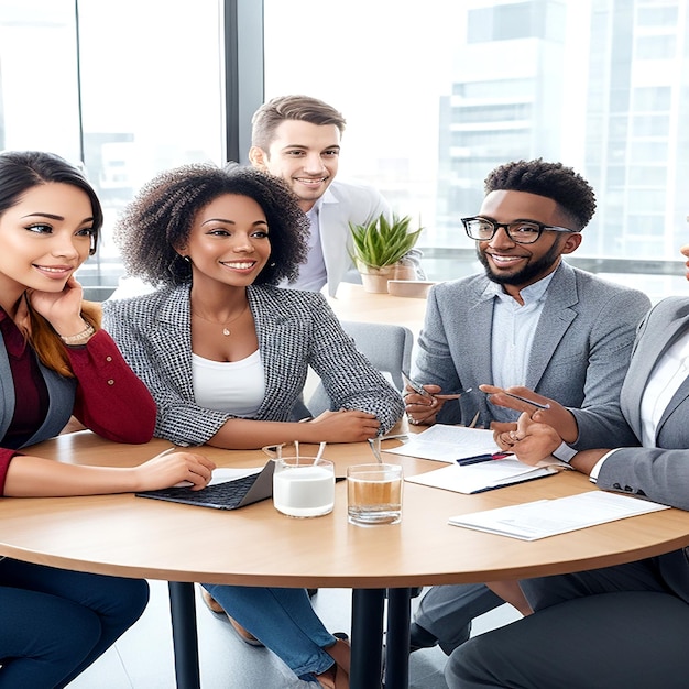 Group of diverse people having a business meeting ai generated