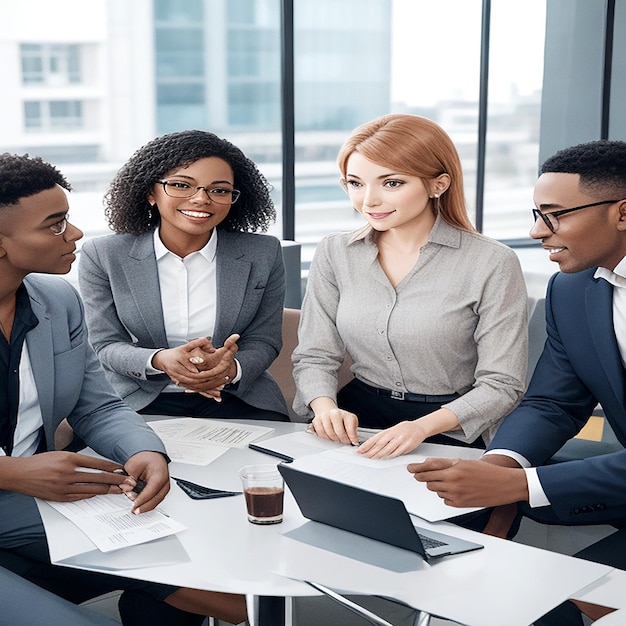 Group of diverse people having a business meeting ai generated