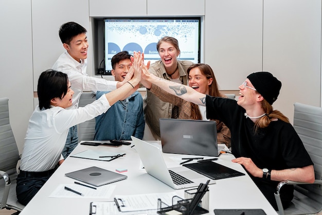 Group of diverse people having a business meeting