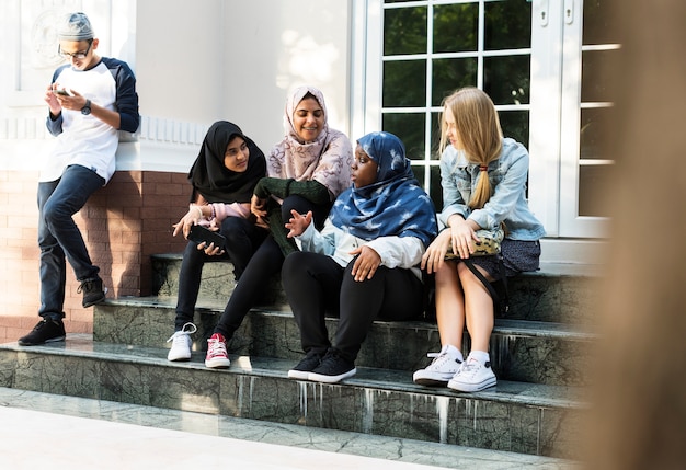 A group of diverse teenagers