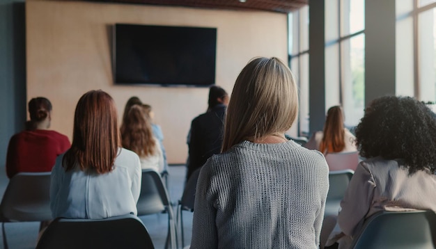 A group of diverse women are sitting in a conference room