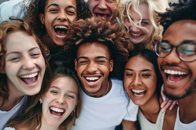 Group of diverse young people laughing together