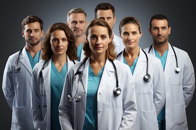 a group of doctors in blue uniforms