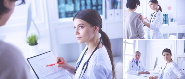 Group of doctors checking xrays in a hospital