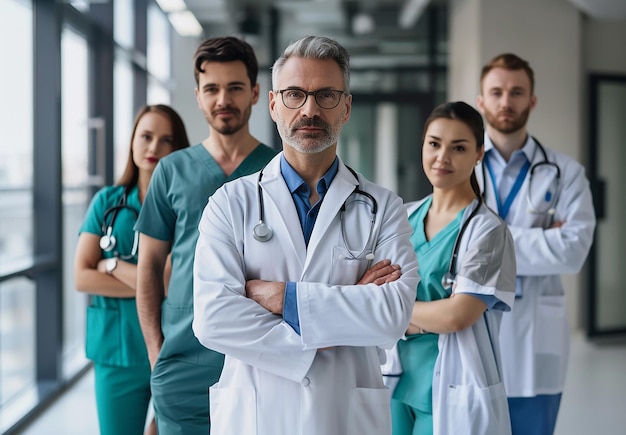 Photo a group of doctors and nurses are standing in a line