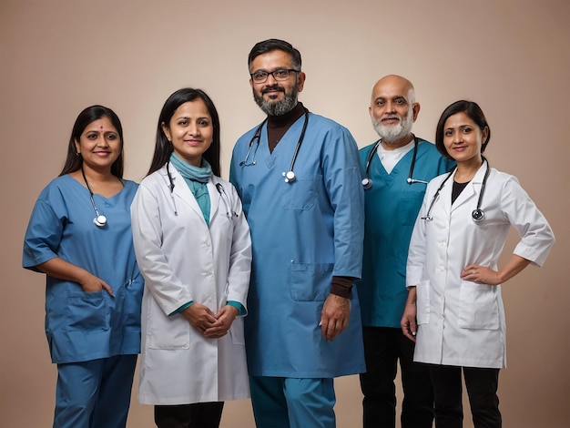 a group of doctors and nurses posing for a photo