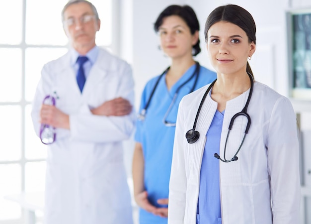 Group of doctors and nurses standing in the hospital Accident and Emergency department