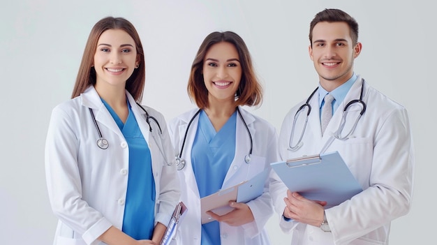 a group of doctors with a white uniform and blue uniform