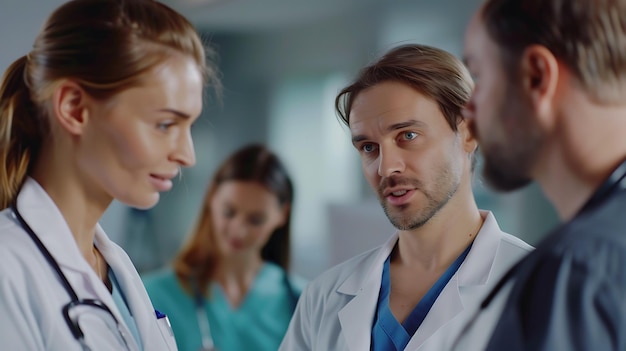 Group of doctors working together as a team in a modern hospital