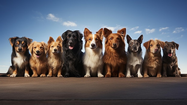 Group of dog on the beachgenerative ai