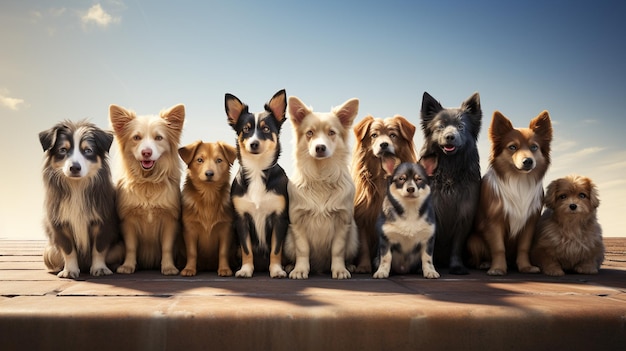 Group of dog on the beachgenerative ai