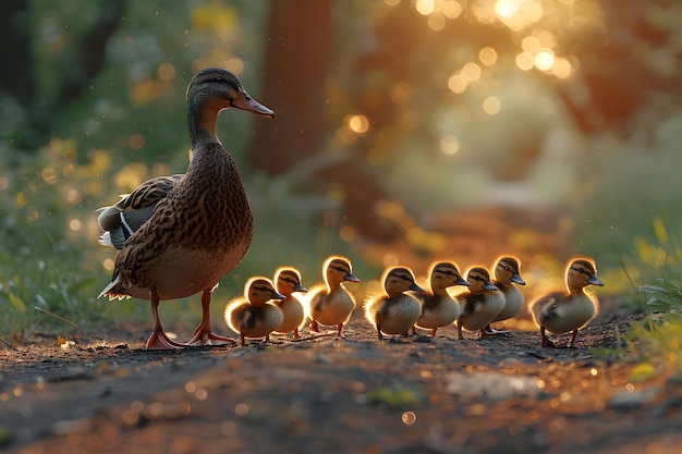 Group of Ducks Standing on Road