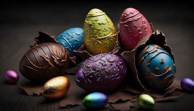 A group of easter eggs with the word easter on the front