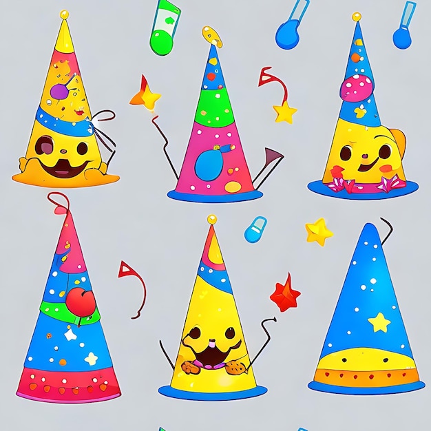 a group of emojis wearing party hats and blowing party horns generative by ai