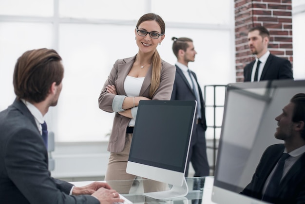 Group of employees in the workplace in the officeoffice weekdays