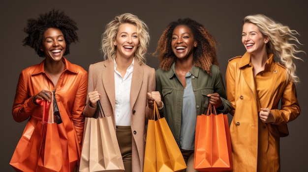 A group of excited shoppers on Black Friday