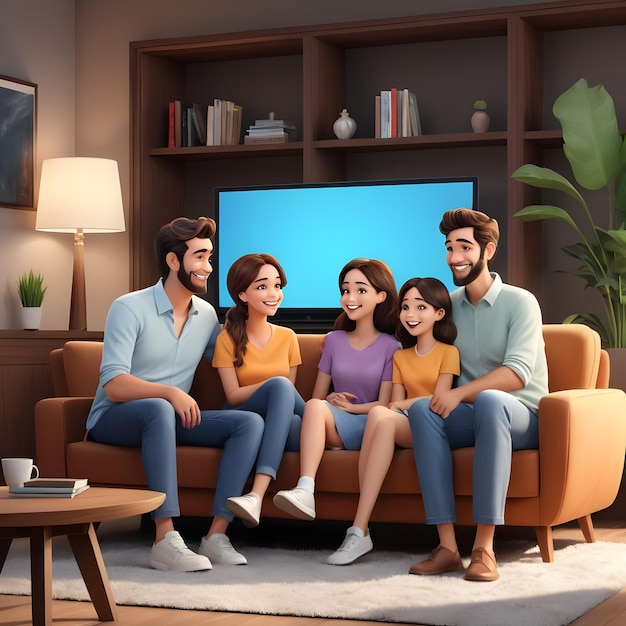 a group of family members sitting in a large tv lounge express the love of each other