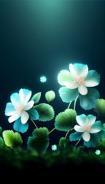 Group of flowers sitting on top of a lush green field generative ai