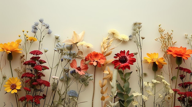 A group of flowers that are next to a wall with a white background and a white wall behind them a