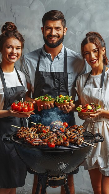 Group of Four Happy People Two Women and Two Men