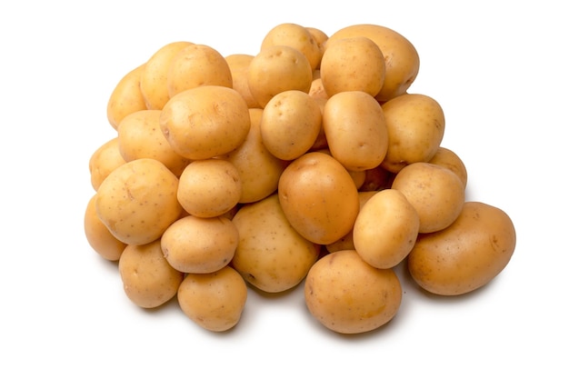 A group of fresh tasty potato isolated on white background