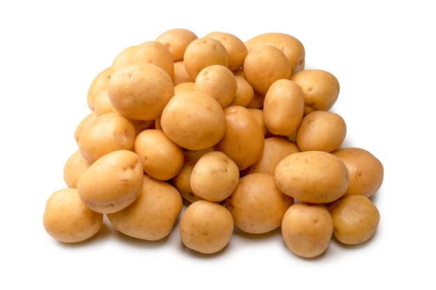 A group of fresh tasty potato isolated on white background