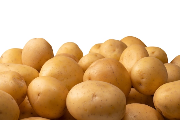 A group of fresh tasty potato isolated on white background