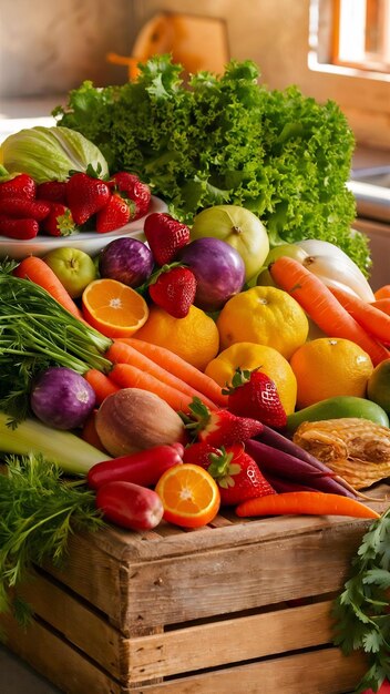 Group of fresh vegetables and fruits