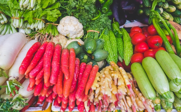 Group of fresh  vegetables in market