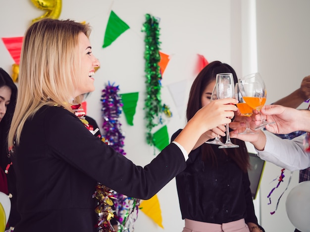 Group of friend enjoying party at home, Party after work