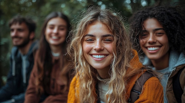 Group Of Friends In A Circle Smiling And Happy