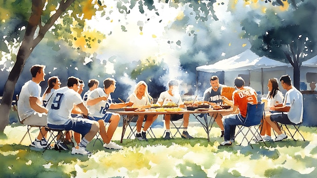 Group of Friends Enjoying a Meal Outdoors