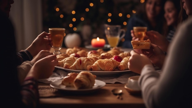 a group of friends or family gathering around a table enjoying a shared moment AI Generated