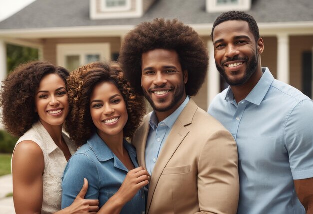 A group of friends gather in front of a house their closeknit bond and enjoyment of each others