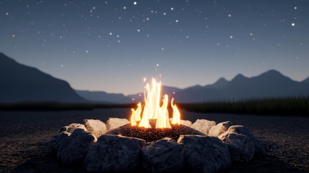 A group of friends gathered around a cozy bonfire sharing stories and laughter under a starlit sky