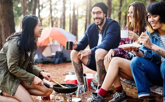 Group of Friends Hanging Playing Cards Together Concept