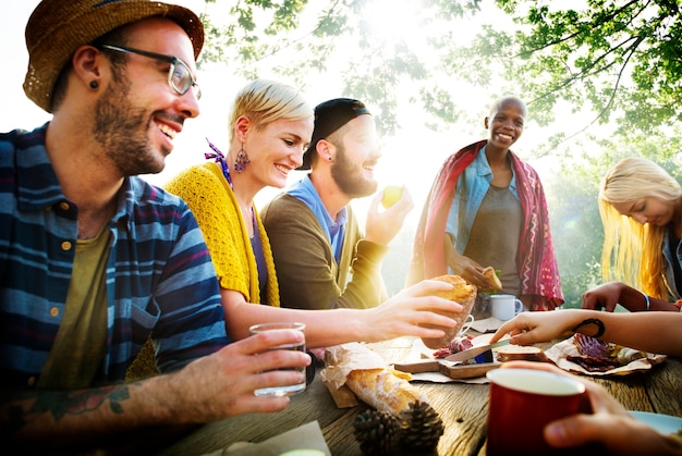 Group of friends having fun together 