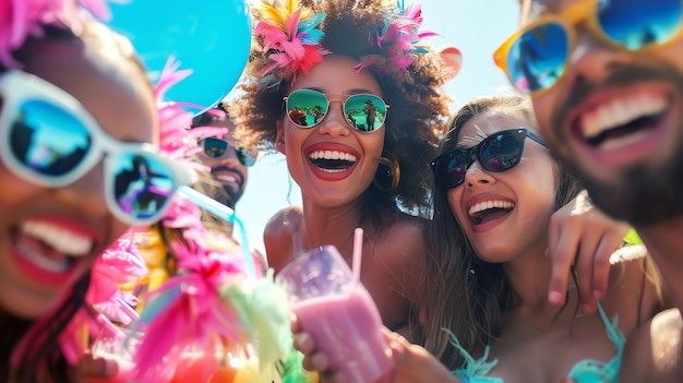 A group of friends laughing and having fun at a party