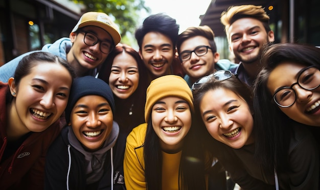 a group of friends pose for a photo