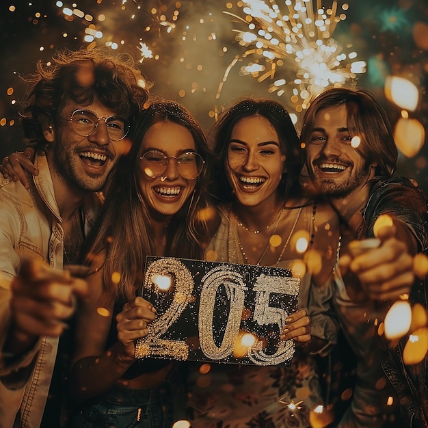 Group of Friends Ringing in the New Year