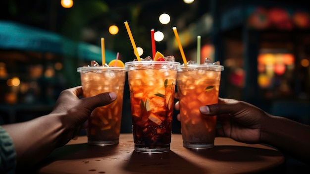 A Group Of Friends Toasting Under The Glow Bright Background Background Hd