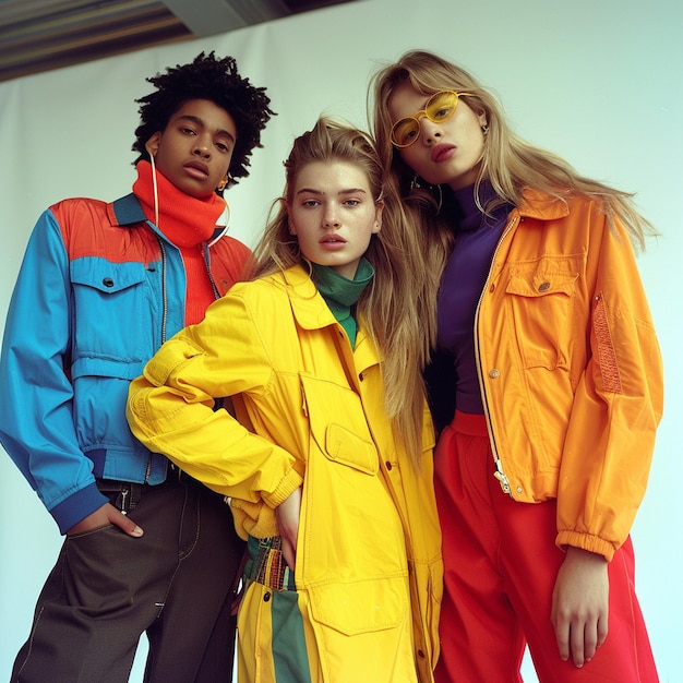 Group of Gen Z models posing confidently in bold modern style outfits