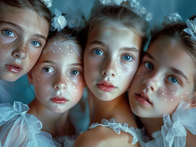 Photo group of girls with freckles