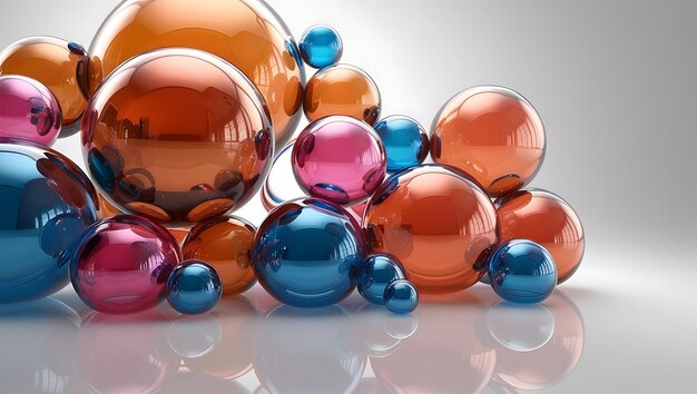 Photo a group of glass balls with one that says  blue